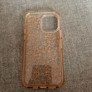 Floral Patterned Gold Phone Case